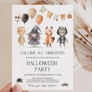 Calling All Monsters Invitation Kids Halloween Party Invitation Digital Halloween Party Invitation Kids Halloween Costume Party Invitation