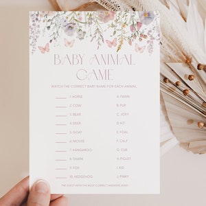 Butterfly Baby Animal Game Butterfly Baby Shower Game Baby Animal Game Printable Baby Animal Match Game Butterfly Baby Animal Match Game U3
