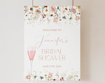 Floral Petals and Prosecco Bridal Shower Welcome Sign Template Prosecco Bridal Shower Sign Petals & Prosecco Bridal Brunch Welcome Sign C1