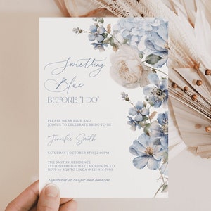 Something Blue Before I Do Bridal Shower Invitation Editable Template Dusty Blue Floral Invite Bridal Shower Invitation Something Blue D3