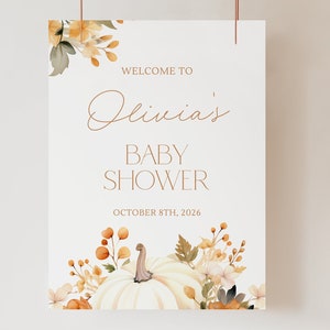 Fall Pumpkin Baby Shower Welcome Sign Pumpkin Baby Shower Sign Fall Baby Shower Welcome Sign Fall Baby Shower Decor Autumn Baby Shower F2