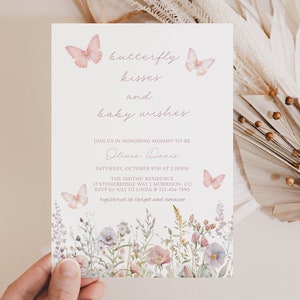 Butterfly Kisses & Baby Wishes Invitation Baby Shower Butterfly Baby Shower Invitation Butterfly Kisses Baby Shower Invite Butterfly Pink U3