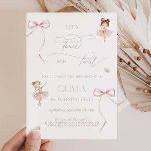 Ballerina Birthday Invitation Dance & Twirl Birthday Invitation Ballerina Birthday Invite Tutu Bday Invite Tutu Birthday Invite Ballerina L1