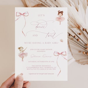 Ballerina Baby Shower Invitation Tutu Baby Shower Invitation Ballerina Baby Shower Invite Ballet Baby Shower Invite Dance & Twirl Invite L1