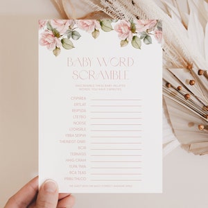 Dusty Pink Rose Baby Word Scramble Baby Shower Game Pink Roses Baby Word Scramble Game Baby Shower Word Scramble Baby Word Scramble Roses G2