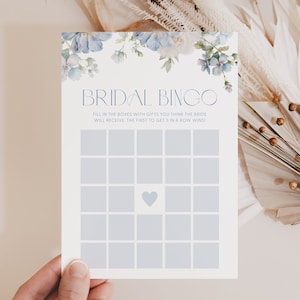 Dusty Blue Floral Bridal Bingo Bridal Shower Game Template Bridal Bingo Game Bridal Shower Bingo Game Card Bridal Shower Bingo Printable D3