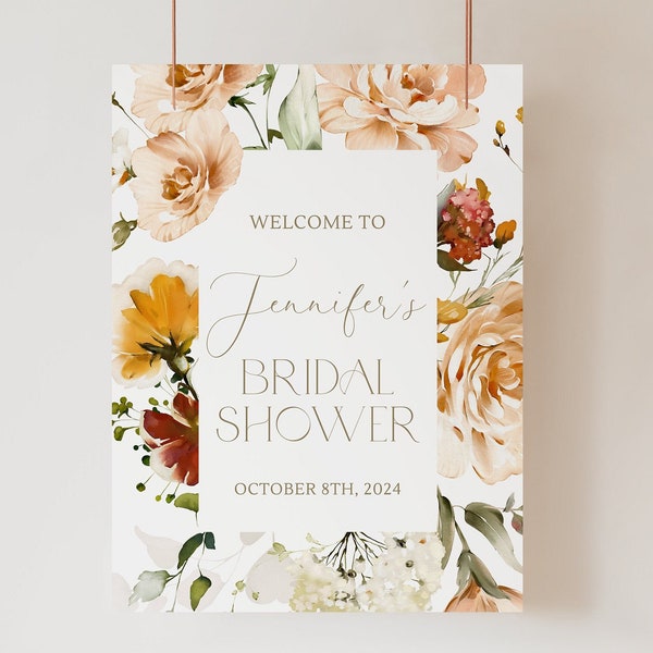 Autumn Fall Bridal Shower Welcome Sign Fall Floral Bridal Shower Welcome Sign Fall in Love Bridal Shower Welcome Sign Fall Flowers Bridal