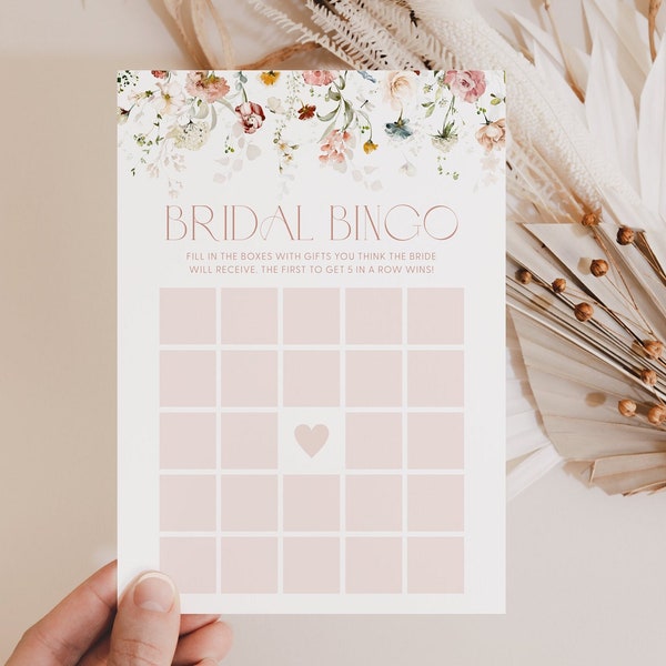 Chic Floral Bridal Bingo Bridal Shower Game Template Bridal Bingo Game Bridal Shower Bingo Game Card Bridal Bingo Printable Card C1, K17