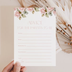 Dusty Pink Rose Advice for Parents-To-Be Pink Advice for Parents Baby Shower Card Pink Roses Advice for New Parents Pink Advice Card Rose G2