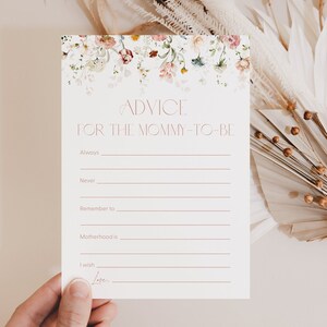 Chic Floral Advice for New Mommy Template Advice for New Mother Baby Shower Card Advice for Mommy-To-Be Advice Card Pink Floral Advice A1