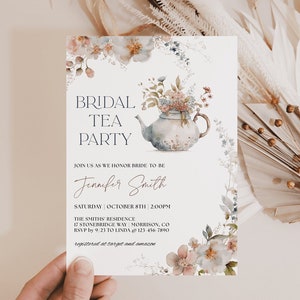 Floral Bridal Tea Party Invitation Template Editable Printable Bridal Shower Tea Party Invite for Bridal Tea Invitation for Bridal Shower T1
