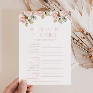 Dusty Pink Roses Bridal Word Scramble Bridal Shower Game Pink Bridal Word Scramble Game Bridal Shower Word Scramble Game Pink Roses F3