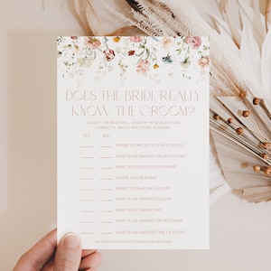 Chic Floral Does the Bride Know the Groom Bridal Shower Game Template Does Bride Know Groom Bridal Shower Game Questions About Groom C1, K17