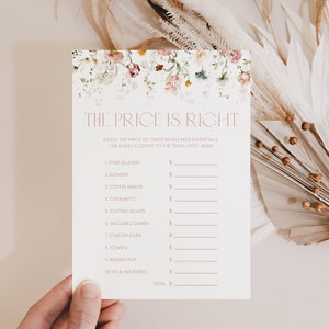 Chic Floral The Price Is Right Bridal Shower Game Template The Price Is Right Game Bridal Shower Guess the Price Newlywed Essentials C1 K17