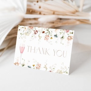 Floral Petals and Prosecco Thank You Card Template Pink Prosecco Thank You Card Petals & Prosecco Thank You Card Pink Champagne Thank You C1