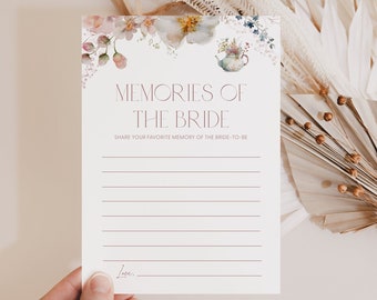 Floral Tea Party Memories of the Bride Card Template Memories of Bride Bridal Tea Party Bride Memories Bridal Shower Tea Party Bridal T1