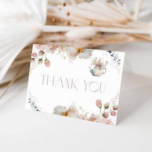 Floral Tea Party Thank You Card Template Tea Party Thank You Card Floral Tea Time Thank You Card Printable Thank You Cards Tea Party T1 T2