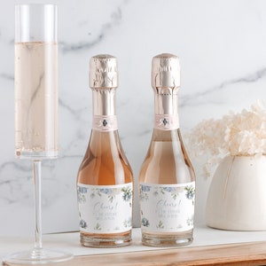 Dusty Blue Floral Mini Champagne Label Bridal Shower Champagne Bottle Label Dusty Blue Floral Bridal Shower Mini Champagne Bottle Label D3