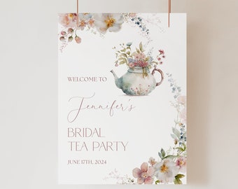 Floral Bridal Shower Tea Party Welcome Sign Template Bridal Tea Welcome Sign Bridal Tea Party Floral Garden Bridal Shower Tea Party  Sign T1