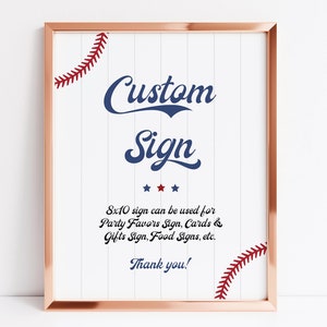 Rookie of the Year Custom Sign Template Baseball Custom Sign Baseball Party Custom Sign Rookie of the Year Party Sign Baseball Bday Sign E1