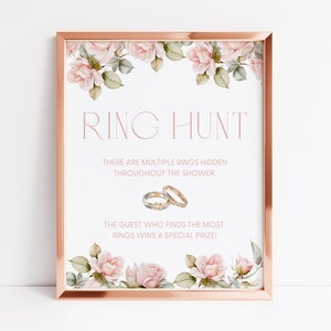 Dusty Pink Roses Ring Hunt Bridal Shower Game Pink Roses Ring Game Bridal Shower Ring Hunt Game Bridal Ring Game Roses Ring Game Pink F3