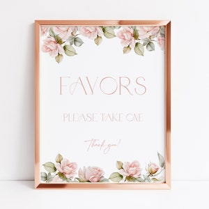 Dusty Pink Rose Favor Sign Wedding Roses Favor Sign Pink Rose Favors Sign Pink Rose Favors Sign Baby Shower Favors Sign Wedding Shower G2 F3
