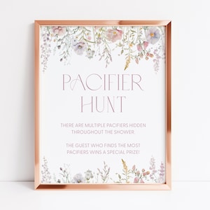 Boho Wildflower Pacifier Hunt Baby Shower Game Pacifier Hunt Game Wildflower Baby Shower Pacifier Game Wildflower Pacifier Hunt Sign W2