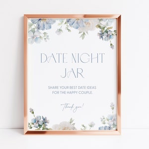 Poeira Azul Floral Data Noite Jar Modelo de Sinal de Chá de panela Data Noite Jar Sinal de Chá de panela Algo Azul Data Noite Ideias Cartão D3