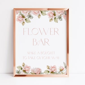 Dusty Pink Rose Flower Bar Sign Bridal Shower Flower Bar Sign Pink Rose Flower Bar Sign Baby Shower Flower Bar Baby Shower Sign Pink G2 F3