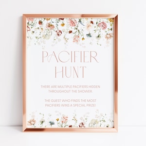 Chic Floral Pacifier Hunt Baby Shower Game Printable Pacifier Hunt Game Baby Shower Find the Pacifier Game Sign Pacifier Hunt Sign Floral A1
