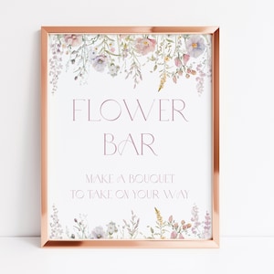 Wildflower Flower Bar Sign Bridal Shower Flower Bar Sign Wildflower Flower Bar Sign Baby Shower Bouquet Bar Sign Bloom Bar Sign W1 W2 W3