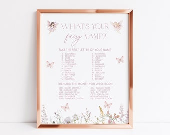 What is Your Fairy Name Game Fairy First Birthday Game Fairy Birthday Game Fairy Name Game Fairy Party Game Fairy Birthday Decor R2 R3