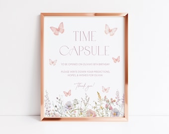 Butterfly Time Capsule 1st Birthday Time Capsule Butterfly 1st Bday Time Capsule Sign & Cards Butterfly First Birthday Time Capsule Sign U4