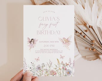 Fairy First Birthday Invitation Girl 1st Birthday Invitation Fairy Birthday Invite Fairy First Bday Invite Girl 1st Birthday Invite Girl R3