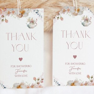 Floral Tea Party Favor Tag Template Baby Shower Party Favor Tag Tea Party Bridal Shower Favor Tag Tea Party Floral Favor Tag Tea Cup T1 T2