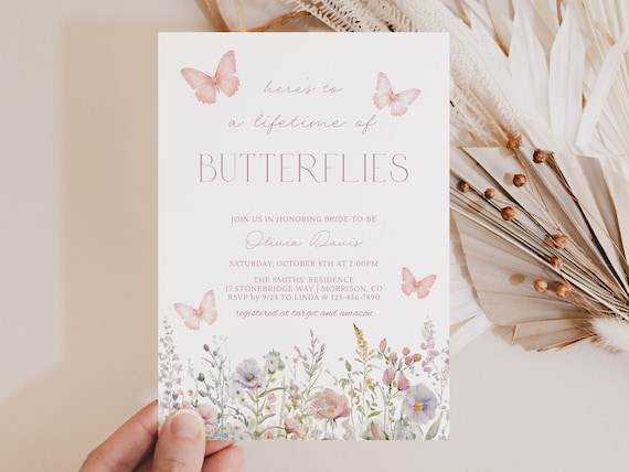 A Lifetime of Butterflies Bridal Shower Invitation Butterfly Bridal Shower  Invitation Butterfly Bridal Shower Invite Butterfly Flowers U1