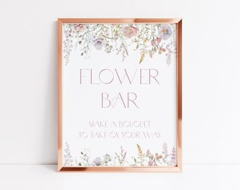 Wildflower Flower Bar Sign Bridal Shower Flower Bar Sign Wildflower Flower Bar Sign Baby Shower Bouquet Bar Sign Bloom Bar Sign W1 W2 W3