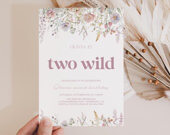 Wildflower Two Wild Birthday Invitation Two Wild Birthday Invite Wildflower Birthday Invite Two Wild Invitation Girl Two Wild Bday Invite W3