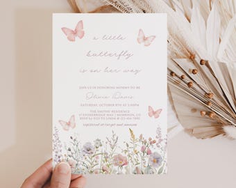 Pink Butterfly Baby Shower Invitation Butterfly Baby Shower Invitation Butterfly Baby Shower Invite Little Butterfly Is On Her Way Invite U3