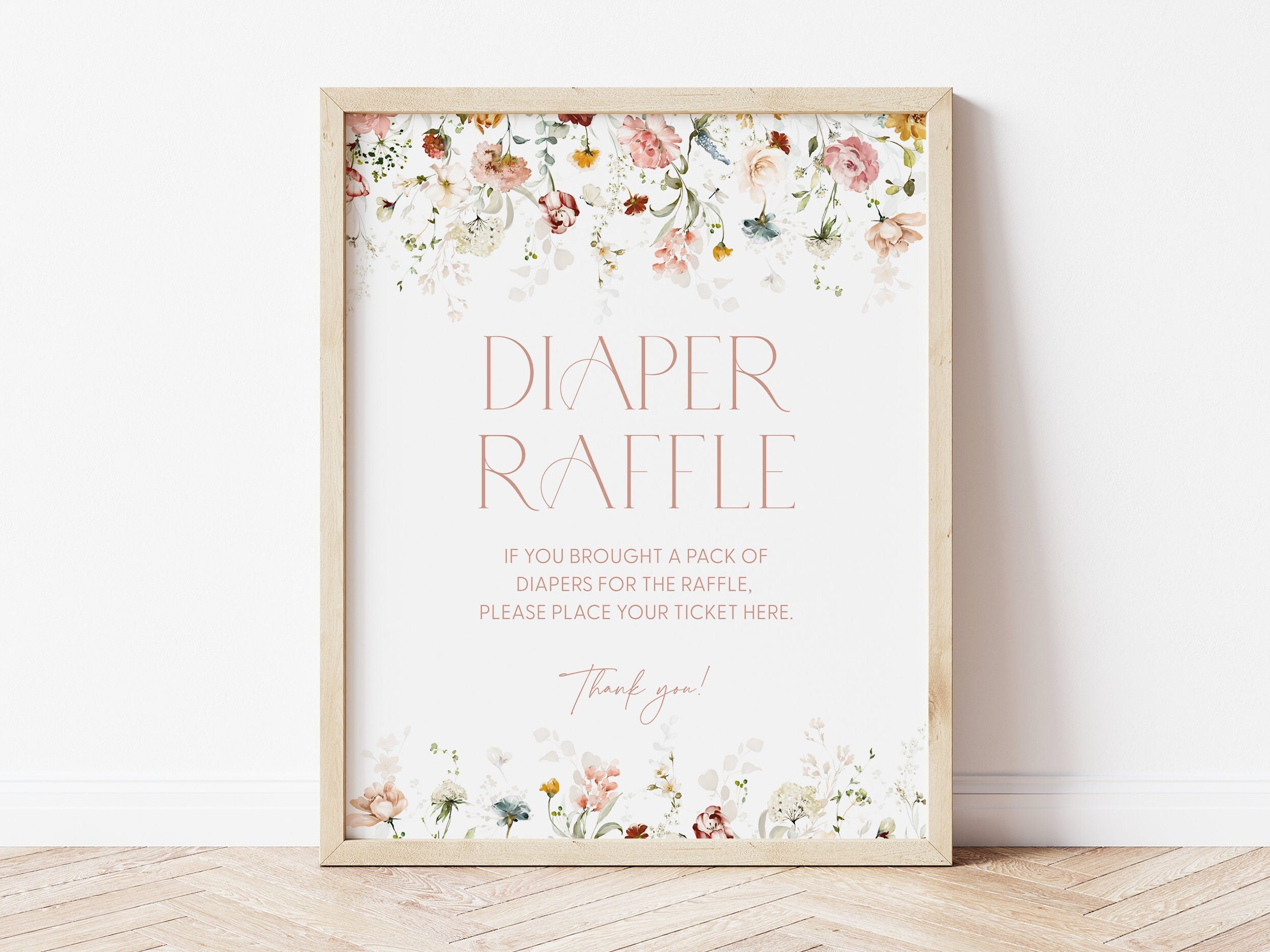Chic Floral Diaper Raffle Baby Shower Sign Floral Diaper Raffle Sign ...