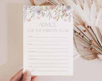 Butterfly Advice for Parents-To-Be Butterfly Advice for Parents Butterfly Baby Shower Game Butterfly Advice for New Parent Card Butterfly U3