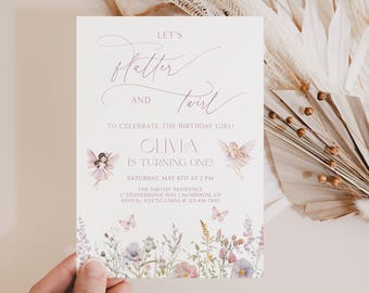 Garden Fairy Birthday Invitation Fairy Birthday Invitation Fairy Birthday Invite Fairy Bday Invite Floral Fairy Birthday Invitation Girl R3