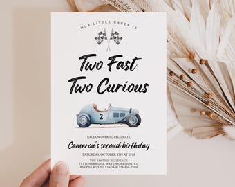 Two Fast Two Curious Birthday Invitation Two Fast Two Curious Invite 2 Fast 2 Curious Invite Two Fast Birthday Invite 2 Fast Race Car Invite