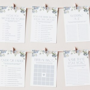 Dusty Blue Floral Bridal Shower Game Bundle Something Blue Bridal Shower Game Bundle Blue Floral Bridal Shower Games Something Blue Games D3 image 2