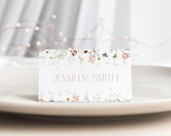 Chic Floral Place Card Template Wedding Place Cards Pink Floral Wedding Place Card Editable Name Card Printable Floral Place Cards K17 A1