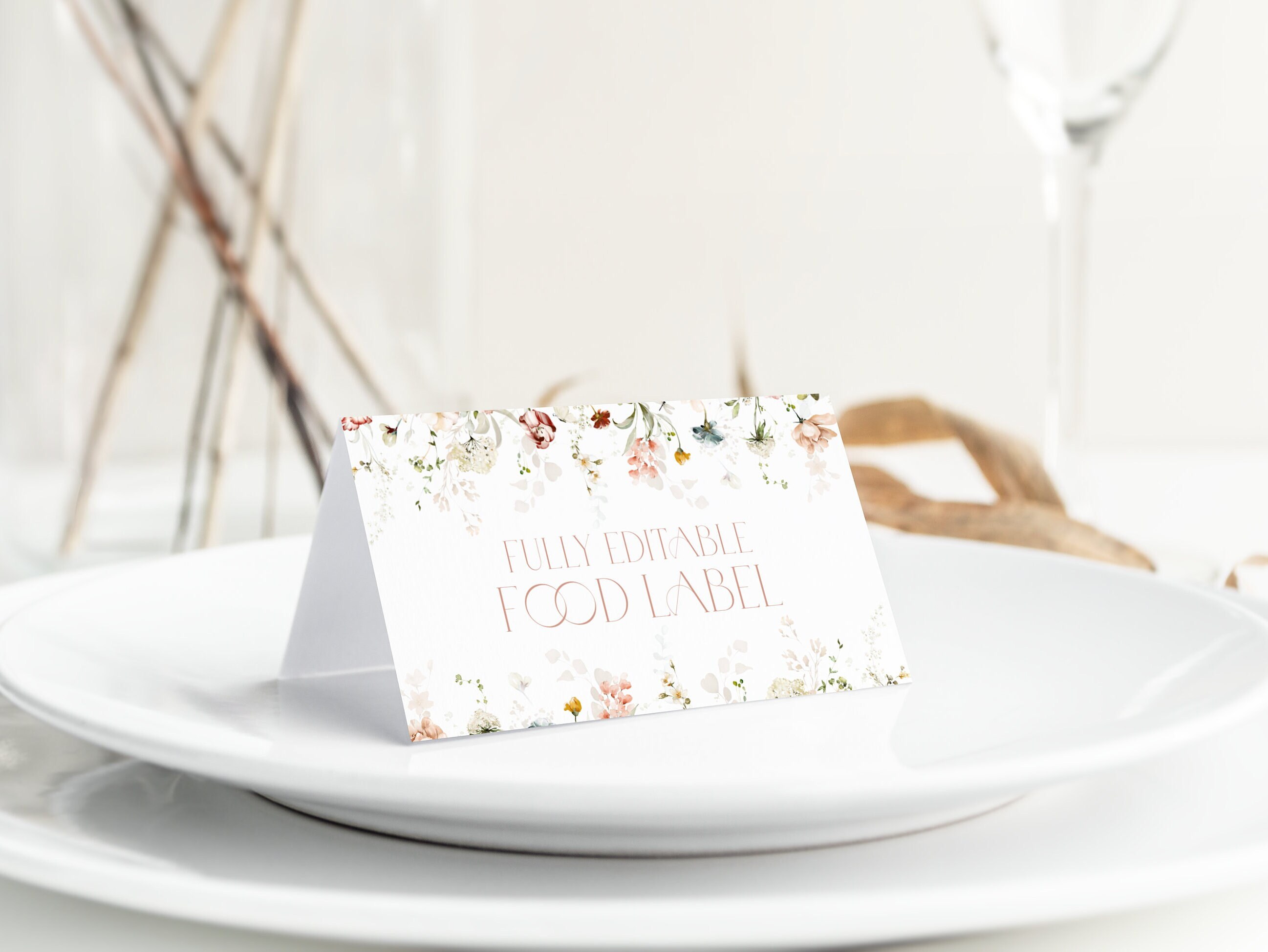 Chic Floral Food Label Template Floral Food Label Card Pink Wedding
