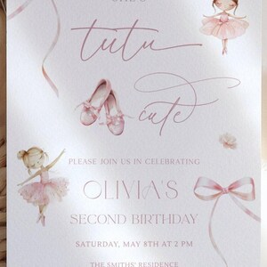 Tutu Cute Birthday Invitation Girl 2nd Birthday Invitation Ballerina Birthday Invite Tutu Cute Bday Invite Tutu Birthday Invite Ballerina L1 image 4