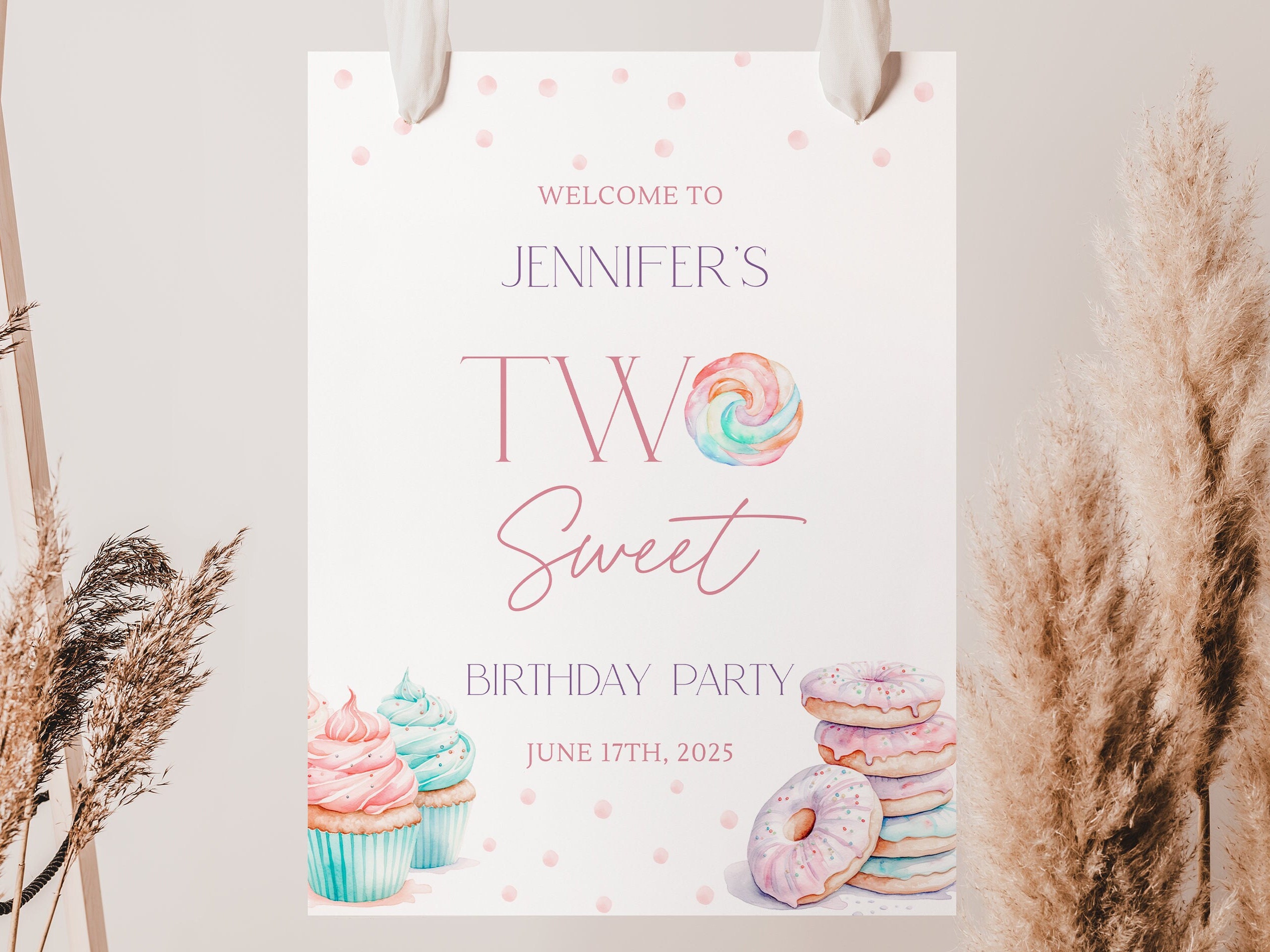 Two Sweet Birthday Welcome Sign Two Sweet Welcome Sign Girl 2nd ...
