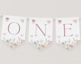 Fairy High Chair Banner Printable Fairy First Birthday High Chair Banner Girl 1st Birthday High Chair Banner Fairy First Bday Banner Girl R3