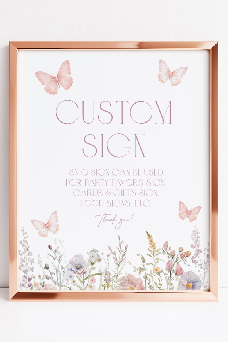 Floral Butterfly Custom Sign Fully Editable Custom Sign Butterfly ...